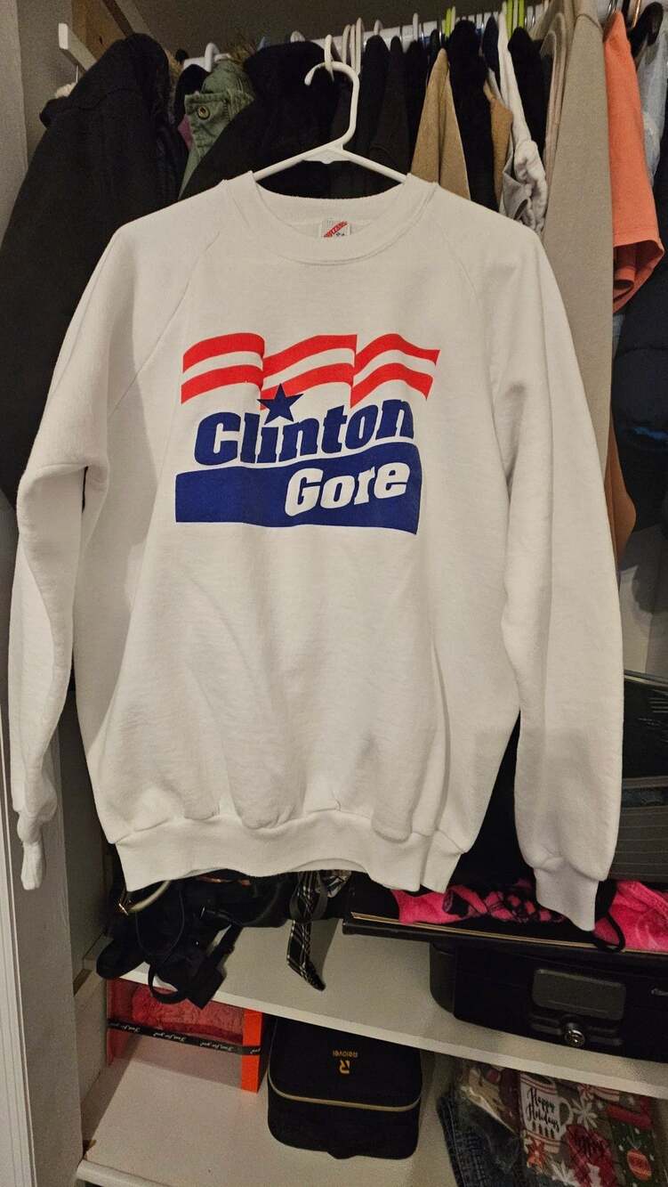 Vintage Clinton Gore 1992 Campaign Sweatshirt White